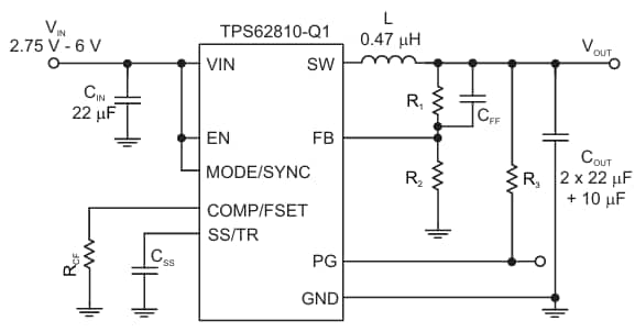 Schematic - Texas Instruments TPS6281x-Q1 Step-Down Converters